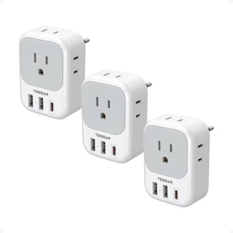 TESSAN European Travel Plug Adapter USB C 3 Pack